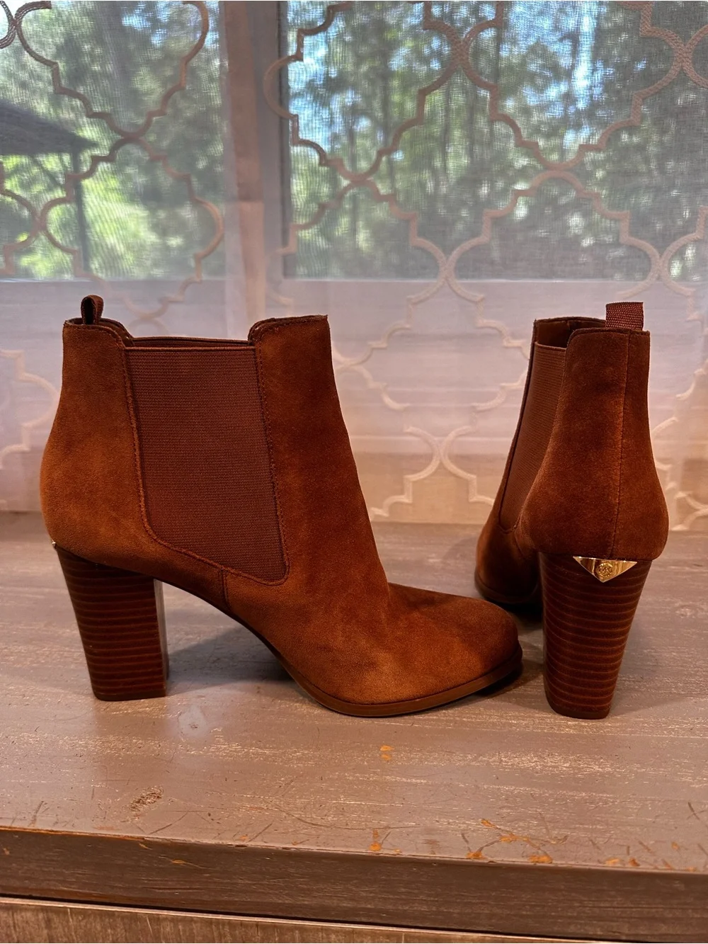✨ Michael Kors Lottie Suede Chelsea Booties Chestnut Brown Size 8